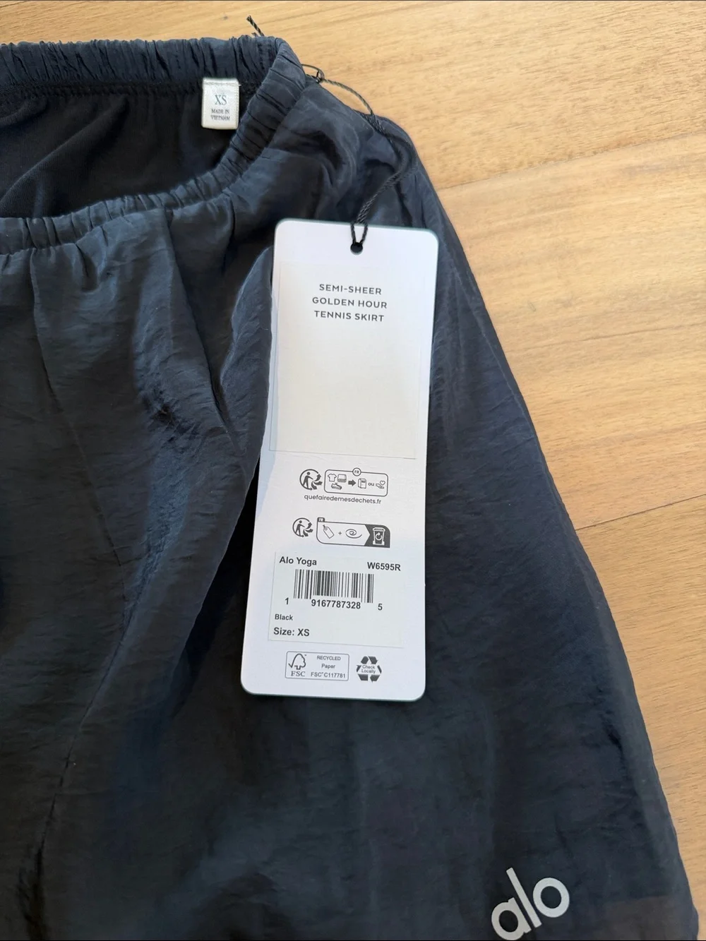 ALO Yoga new XS Semi-Sheer Golden Hour Tennis Skirt BLACK